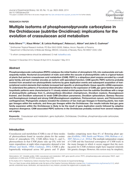 Multiple Isoforms of Phosphoenolpyruvate Carboxylase in the Orchidaceae (Subtribe Oncidiinae): Implications for the Evolution of Crassulacean Acid Metabolism