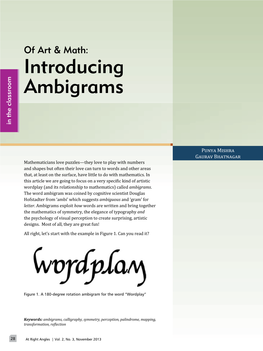 Introducing Ambigrams in the Classroom