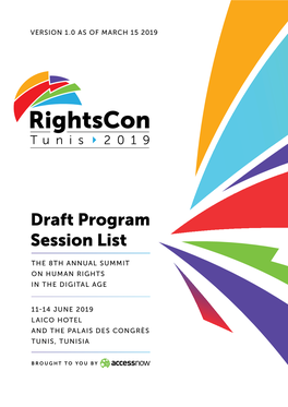 Draft Program Session List