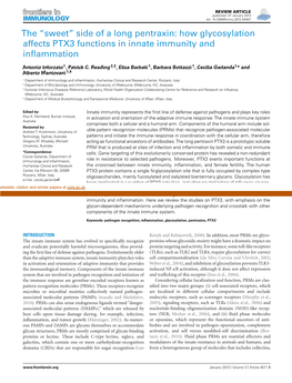 How Glycosylation Affects PTX3 Functions in Innate Immunity and Inﬂammation