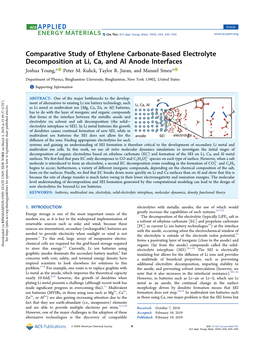 Comparative Study of Ethylene Carbonate-Based Electrolyte Decomposition at Li, Ca, and Al Anode Interfaces Joshua Young,* Peter M