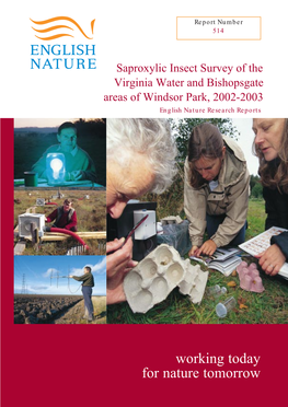 Saproxylic Insect Survey of the Virginia Water and Bishopsgate Areas of Windsor Park, 2002-2003 English Nature Research Reports