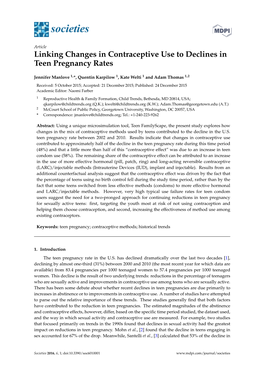 Linking Changes in Contraceptive Use to Declines in Teen Pregnancy Rates