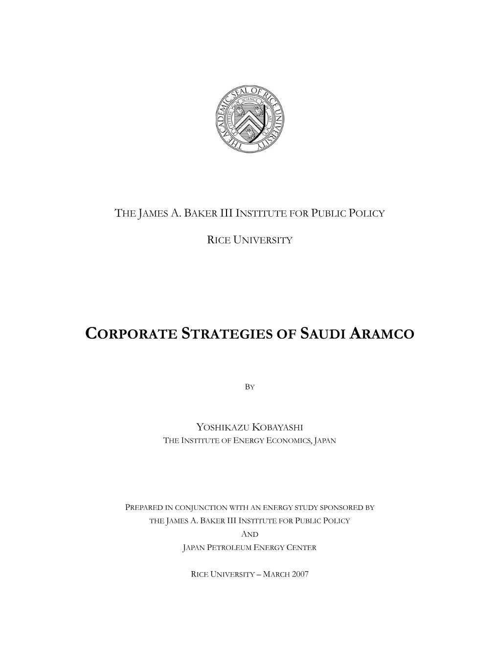 Corporate Strategies of Saudi Aramco