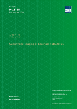 KBS-3H – Geophysical Logging of Borehole K08028F01