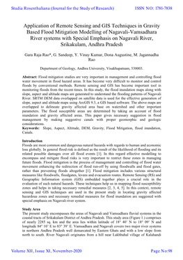 Application of Remote Sensing and GIS Techniques in Gravity Based Flood Mitigation Modelling of Nagavali-Vamsadhara River System