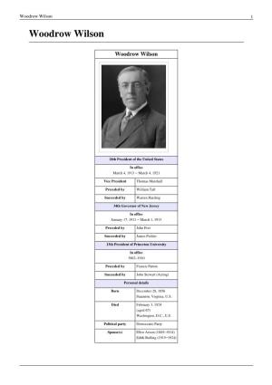 Woodrow Wilson 1 Woodrow Wilson