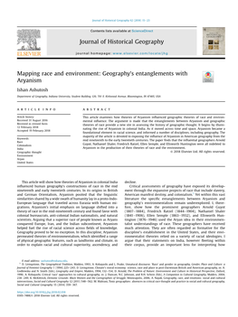 Mapping Race and Environment: Geography's Entanglements with Aryanism