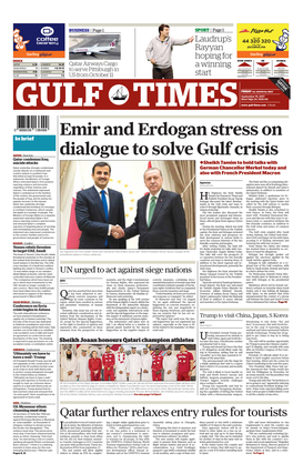 Emir and Erdogan Stress on Dialogue to Solve Gulf Crisis