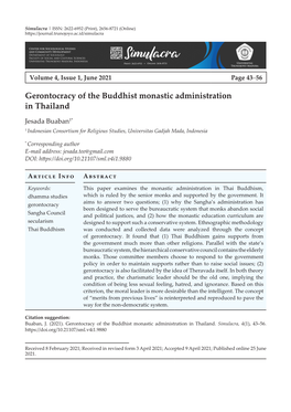 Gerontocracy of the Buddhist Monastic Administration in Thailand