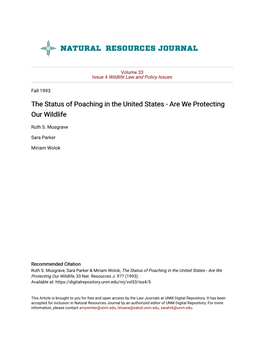 The Status of Poaching in the United States - Are We Protecting Our Wildlife