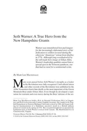 Seth Warner: a True Hero from the New Hampshire Grants