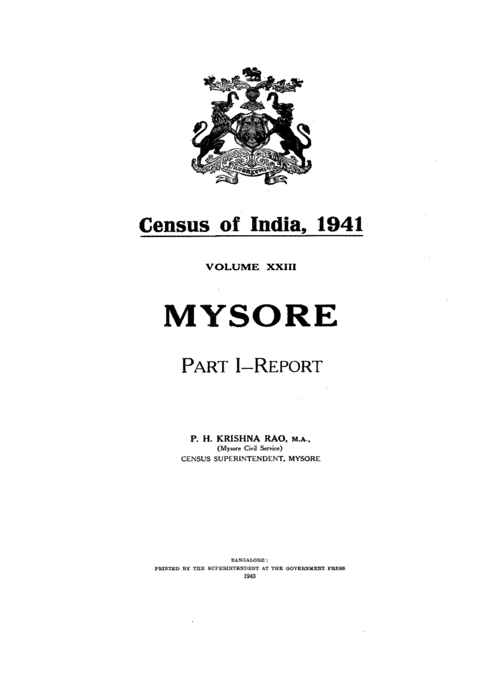 Census of Mysore, 1941 DocsLib