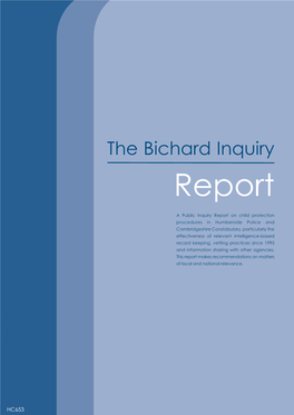The Bichard Inquiry – Report HC653 the Bichar Report of Localandnationalrelevance