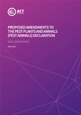 Proposed Amendments to the Pest Plants and Animals (Pest Animals) Declaration Discussion Paper