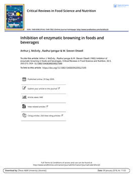 Inhibition of Enzymatic Browning in Foods and Beverages
