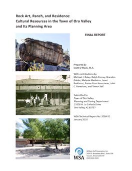Rock Art, Ranch, and Residence: Cultural Resources in Oro Valley