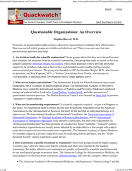 Questionable Organizations: an Overview