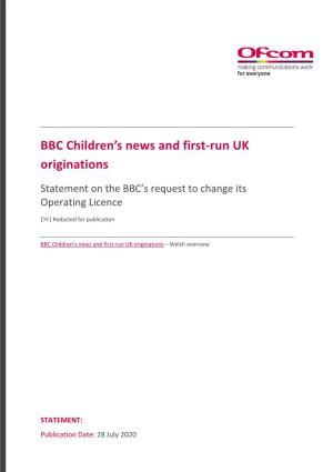 BBC Children's News and First-Run UK Originated Programmes