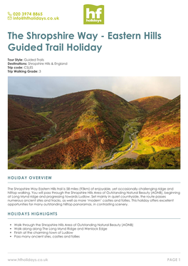 The Shropshire Way - Eastern Hills Guided Trail Holiday