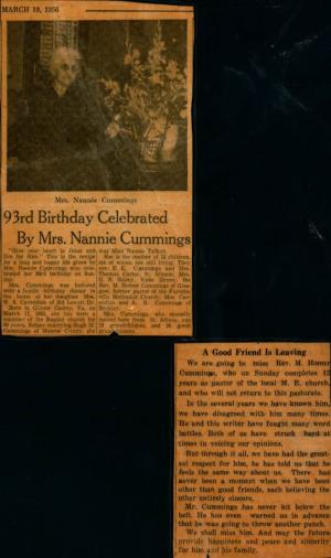 Cummings 93Rd Birthday Celebrated by Mrs