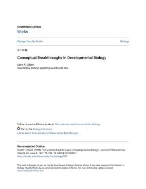 Conceptual Breakthroughs in Developmental Biology