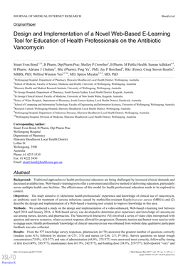 Design and Implementation of a Novel Web-Based E-Learning Tool for Education of Health Professionals on the Antibiotic Vancomycin