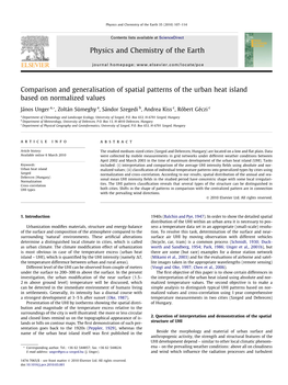 Comparison and Generalisation of Spatial Patterns of the Urban Heat Island Based on Normalized Values