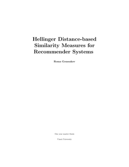 Hellinger Distance-Based Similarity Measures for Recommender Systems