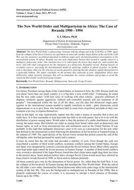 The Case of Rwanda 1990 - 1994
