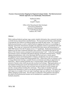Fracture Characterization Mapping for Regional Geologic Studies: the Hydrostructural Domain Approach, Ayer Quadrangle, Massachusetts