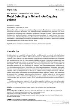 Metal Detecting in Finland - an Ongoing Debate