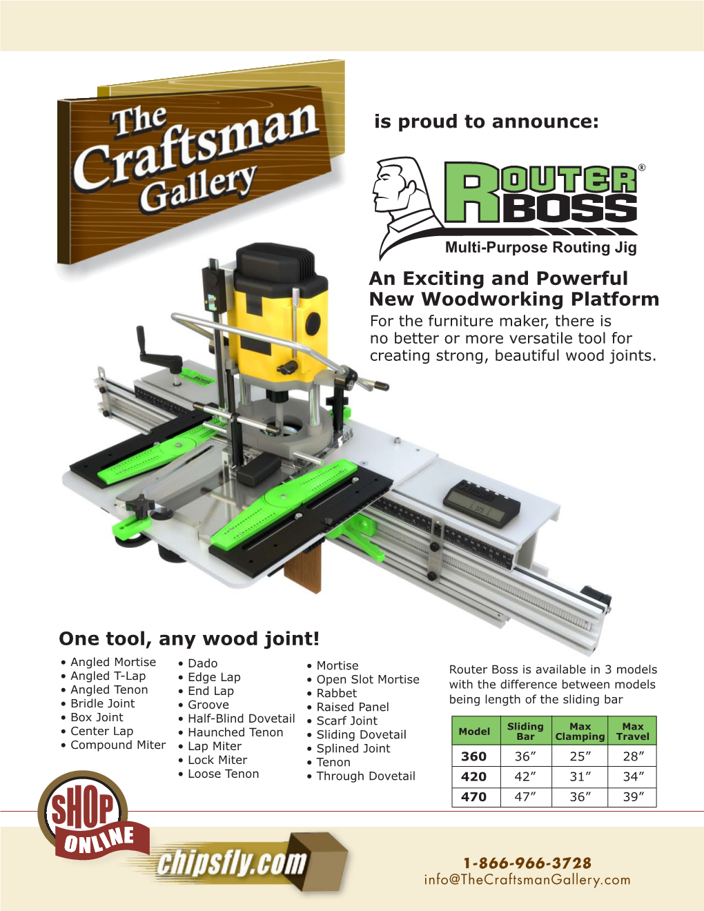 Is Proud to Announce: an Exciting and Powerful New Woodworking