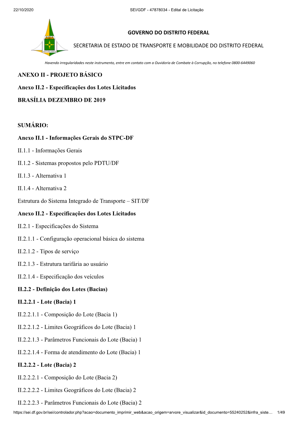 Anexo II.2 – Especificações Dos Lotes Licitados