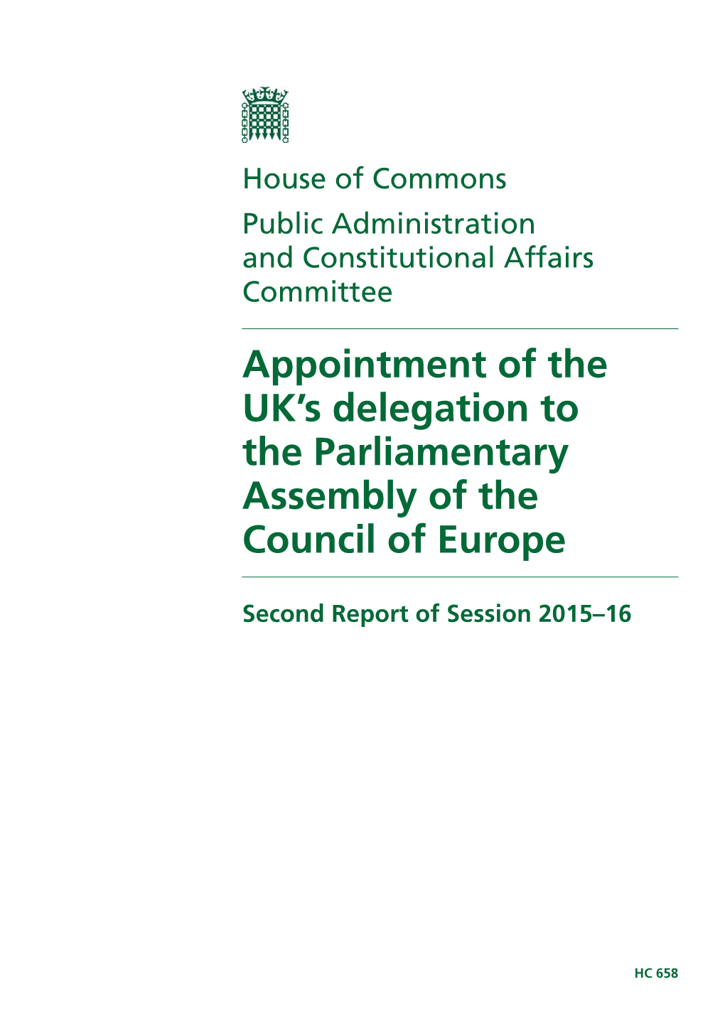 Appointment of the UK's Delegation to the Parliamentary Assembly of The