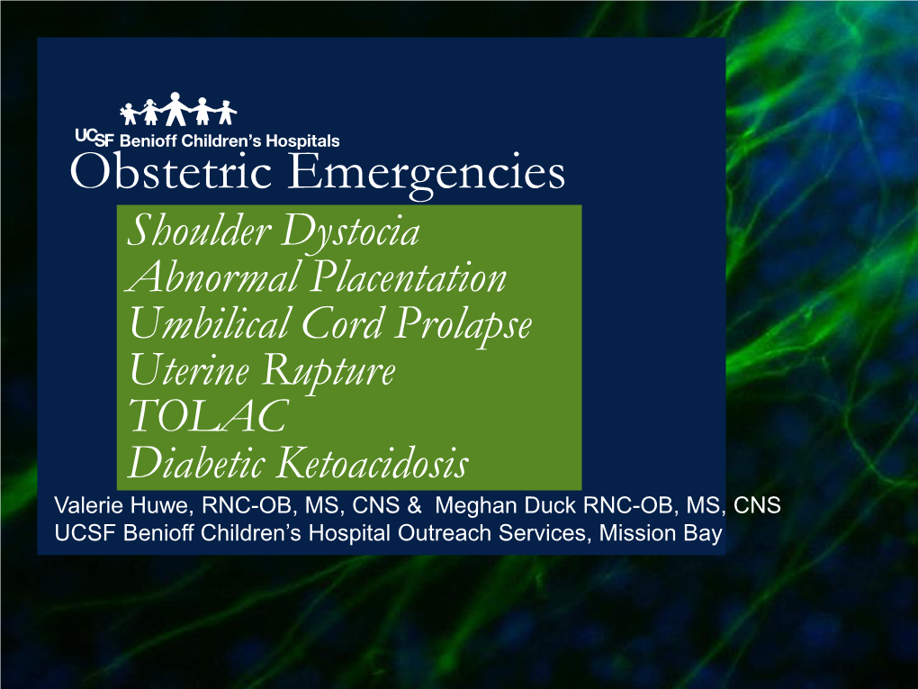 Shoulder Dystocia Abnormal Placentation Umbilical Cord