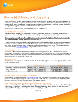 Iphone 3G S Pricing and Upgrading