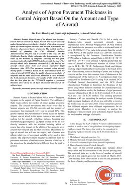 Analysis of Apron Pavement Thickness in Central Airport Based on the Amount and Type of Aircraft