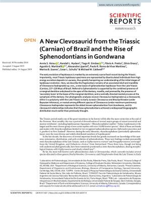 (Carnian) of Brazil and the Rise of Sphenodontians in Gondwana Received: 30 November 2018 Annie S