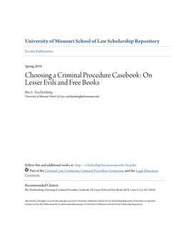 Choosing a Criminal Procedure Casebook: on Lesser Evils and Free Books Ben L
