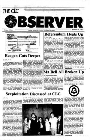 Reagan Cuts Deeper Referendum Heats up Ma Bell All Broken up Sexploitation Discussed At