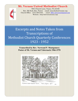 Excerpts and Notes Taken from Transcriptions of Methodist Church Quarterly Conferences 1923 - 1952