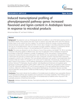 Induced Transcriptional Profiling of Phenylpropanoid Pathway Genes