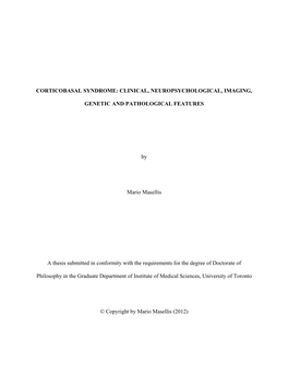 Corticobasal Syndrome: Clinical, Neuropsychological, Imaging