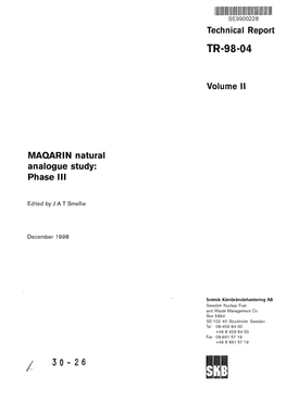 MAQARIN Natural Analogue Study: Phase III