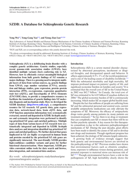 SZDB: a Database for Schizophrenia Genetic Research