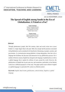 The Spread of English Among Saudis in the Era of Globalization: a Friend Or a Foe?