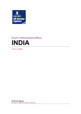 Country of Origin Information Report India August 2008