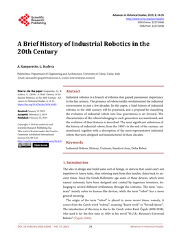 A Brief History of Industrial Robotics in the 20Th Century