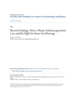 Perez V. Sharp, Antimiscegenation Law, and the Fight for Same-Sex Marriage Robin A